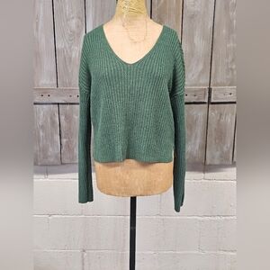 Wild Fable Cropped Sweater Juniors Size XXL‎ Green Knit Juniors V-Neck Target